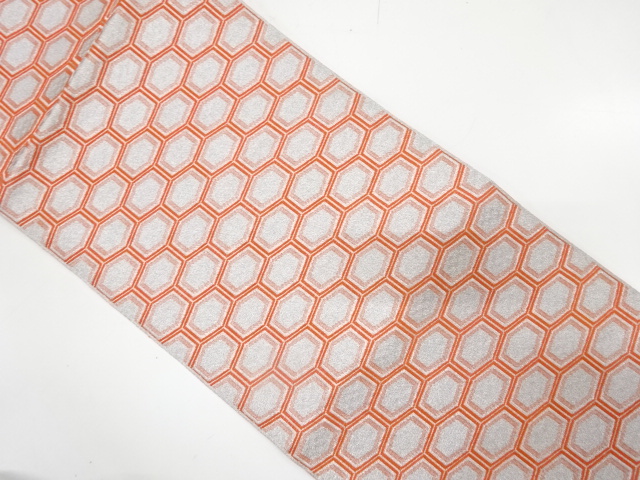 亀甲繋ぎ模様織り出し　名古屋帯